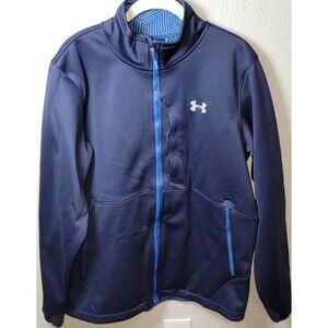 Under Armour ColdGear Infrared Jacket Mens Medium Blue Full Zip Magnetic Closure